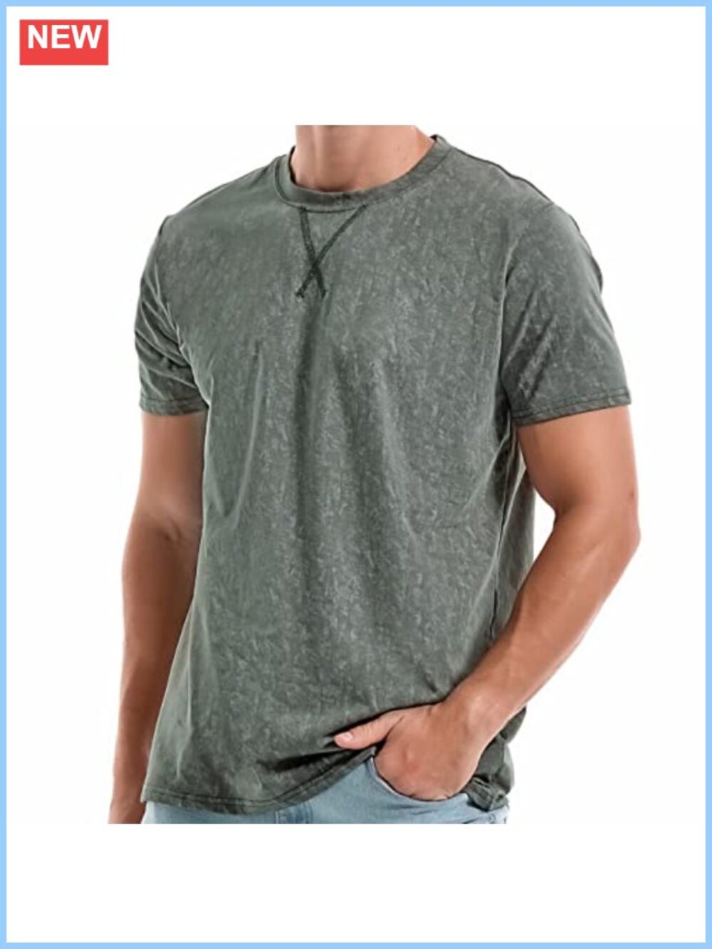 Men's Cotton Spandex Tee Shirt Short Sleeve Scoop Neck Casual